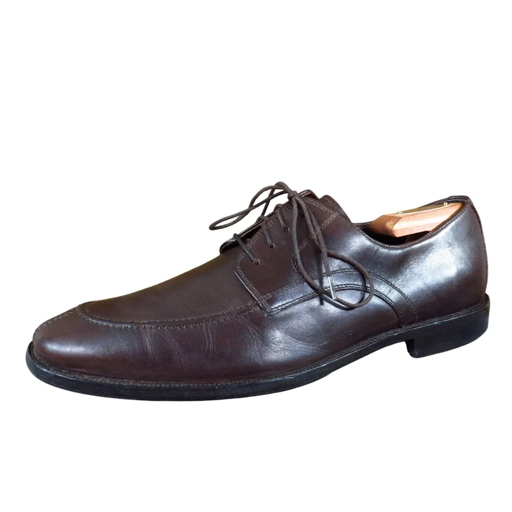 Johnston & Murphy 15-2232 Mens Oxford Size 10 Dress Brown Leather Split Toe